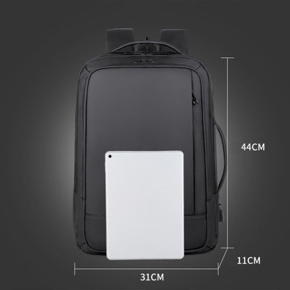 Expandable Business Waterproof Laptop Backpack With USB Port(Black) - Backpack by buy2fix | Online Shopping UK | buy2fix