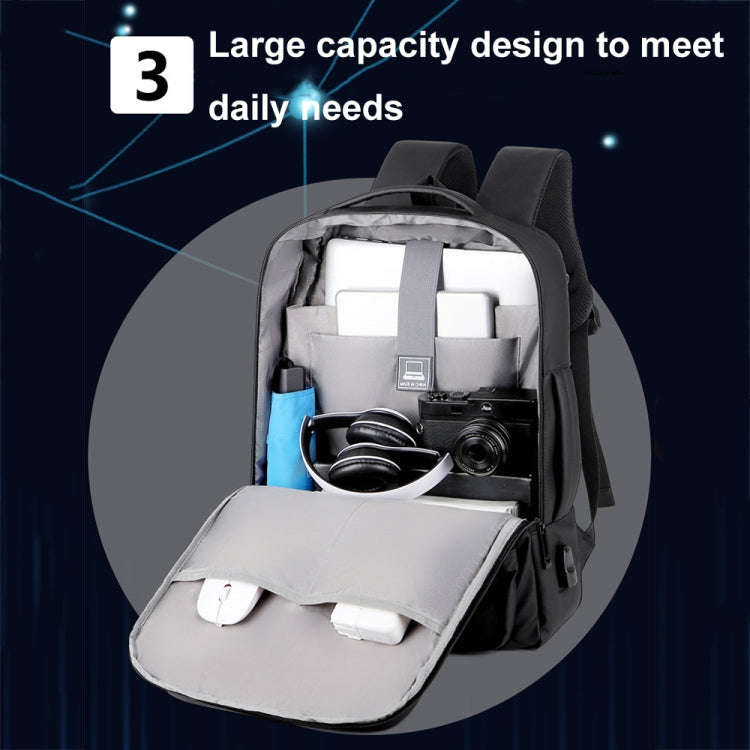 Expandable Business Waterproof Laptop Backpack With USB Port(Grey) by buy2fix