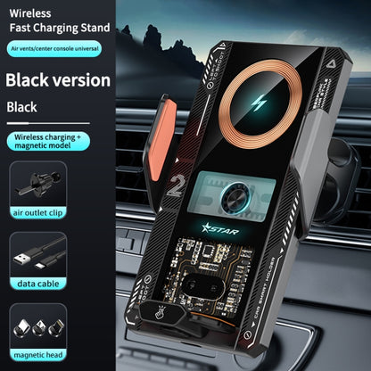 15W QI Protocol Wireless Car Charger Smart Induction Phone Holder(Black) by buy2fix