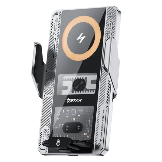 15W QI Protocol Wireless Car Charger Smart Induction Phone Holder(Silver) by buy2fix