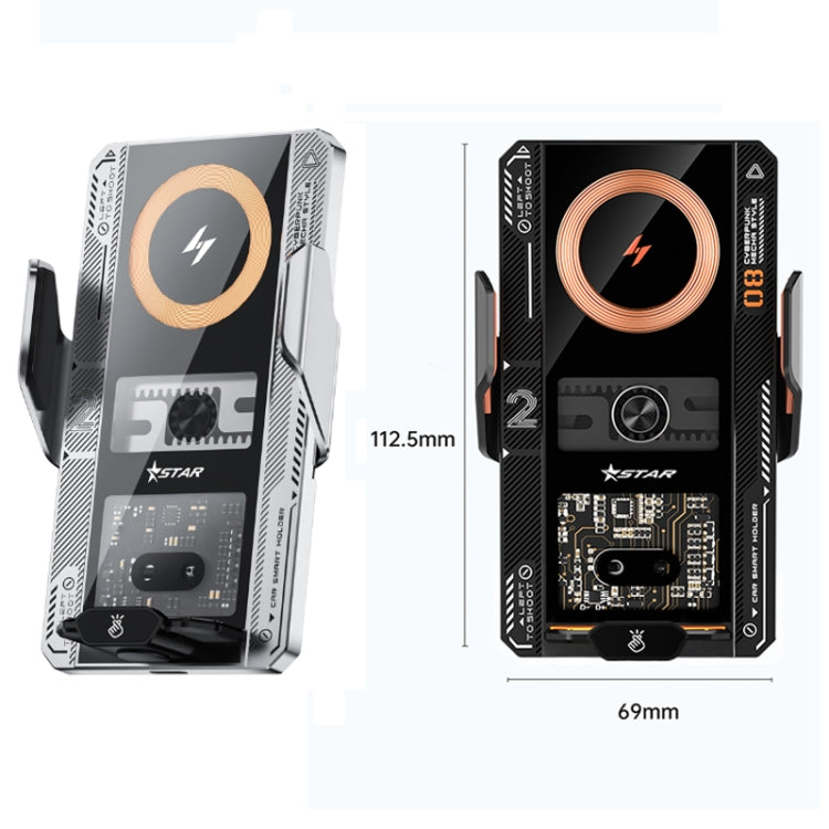 15W QI Protocol Wireless Car Charger Smart Induction Phone Holder(Silver) by buy2fix