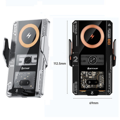 15W QI Protocol Wireless Car Charger Smart Induction Phone Holder(Silver) by buy2fix