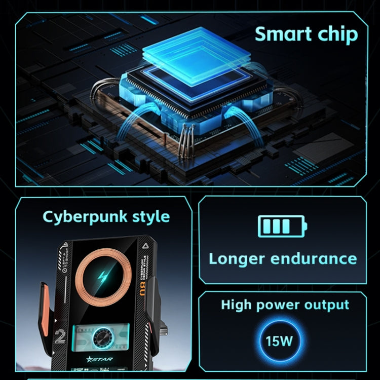 15W QI Protocol Wireless Car Charger Smart Induction Phone Holder(Black) by buy2fix