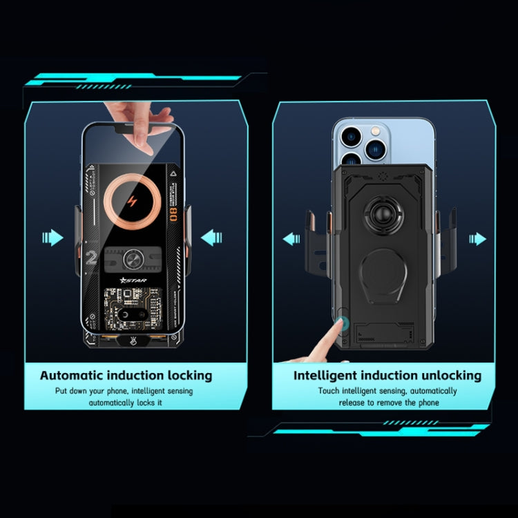 15W QI Protocol Wireless Car Charger Smart Induction Phone Holder(Black) by buy2fix