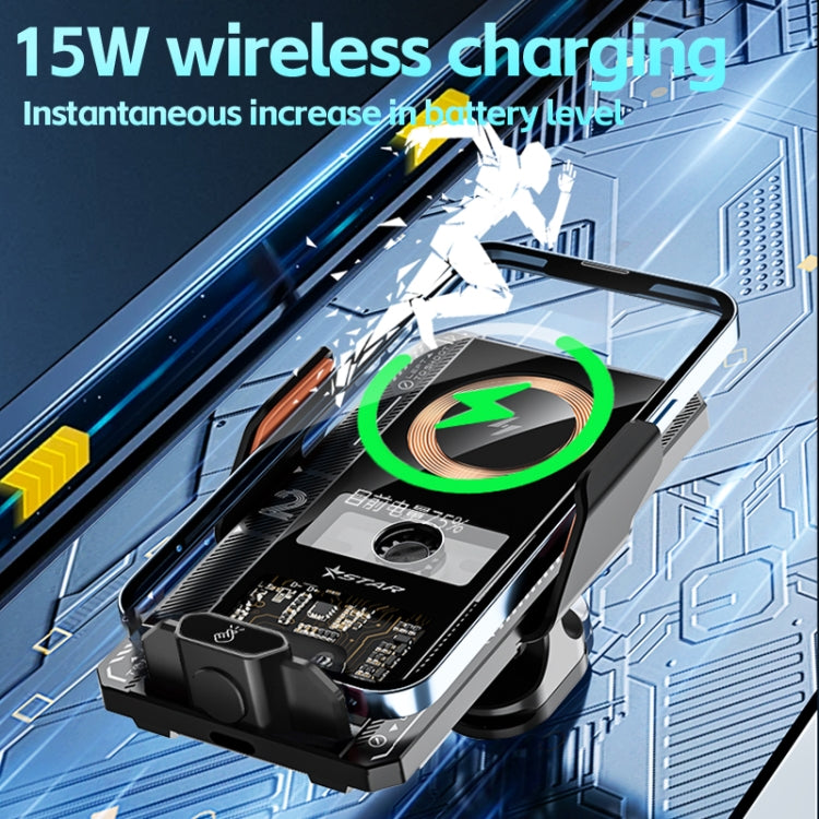 15W QI Protocol Wireless Car Charger Smart Induction Phone Holder(Black) by buy2fix