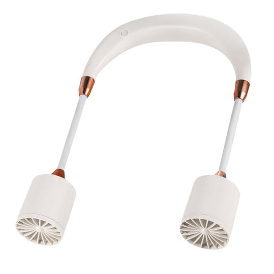 Portable Hanging Neck Fan USB Charging Long Life Outdoor Small Fan(White)