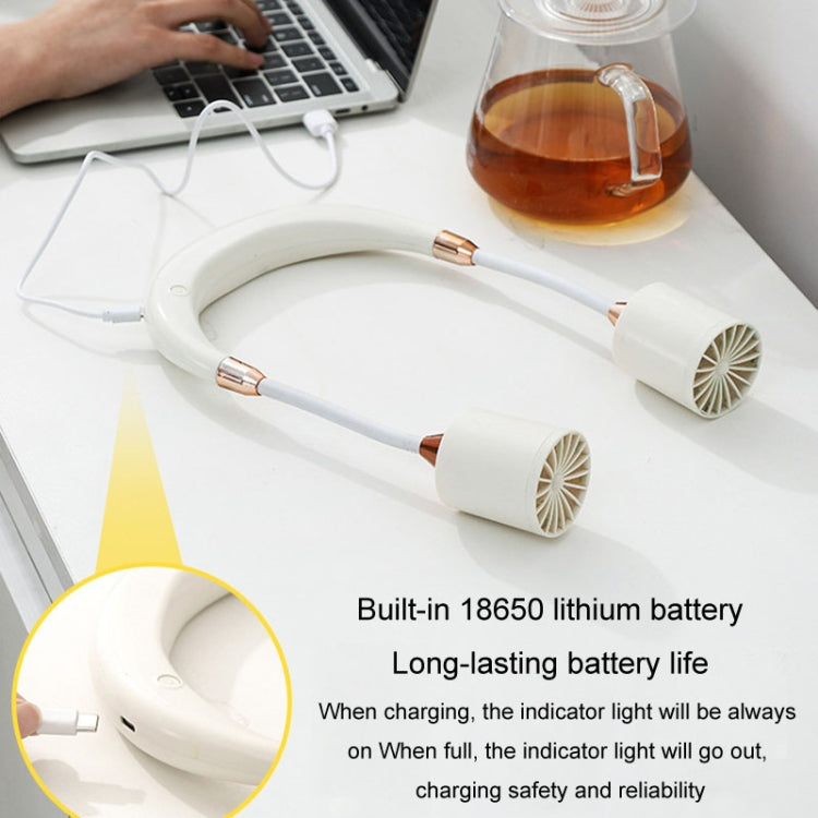 Portable Hanging Neck Fan USB Charging Long Life Outdoor Small Fan(White) by buy2fix