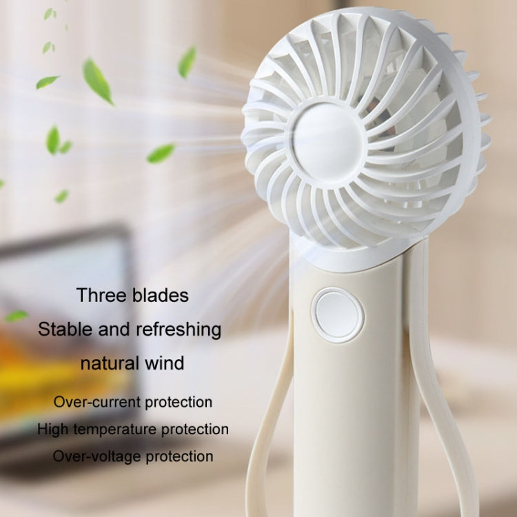 Portable Handheld Quiet Fan Silicone Hanging Neck Small Electrical Fan(Beige) by buy2fix