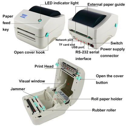 Xprinter XP-450B USB Port Supermarket Cashier Barcode Thermal Printer(UK Plug) - Receipt Printers by Xprinter | Online Shopping UK | buy2fix