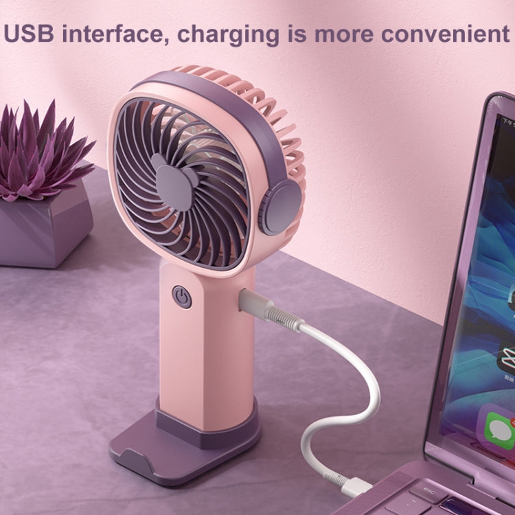 Handheld Portable Mini Multifunctional Fan With Phone Holder Function, Color: Pink Purple no Battery by buy2fix
