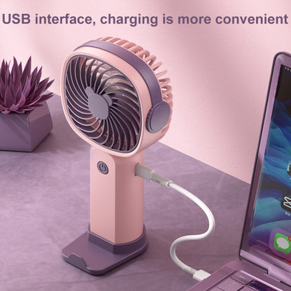 Handheld Portable Mini Multifunctional Fan With Phone Holder Function, Color: Pink Purple no Battery by buy2fix
