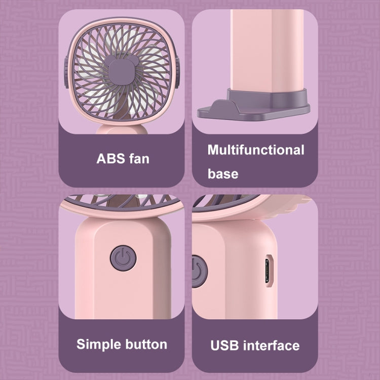 Handheld Portable Mini Multifunctional Fan With Phone Holder Function, Color: Pink Purple no Battery by buy2fix