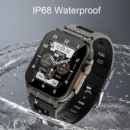 A70 1.96 Inch Health Monitoring Multifunctional IP68 Waterproof Bluetooth Call Smart Watch(Black Steel) by buy2fix