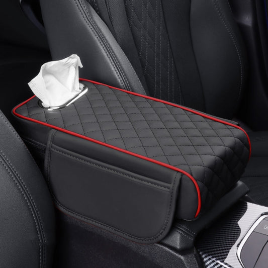 Car Armrest Box Booster Pad Widened Interior Tissue Box, Color: Black Red by buy2fix