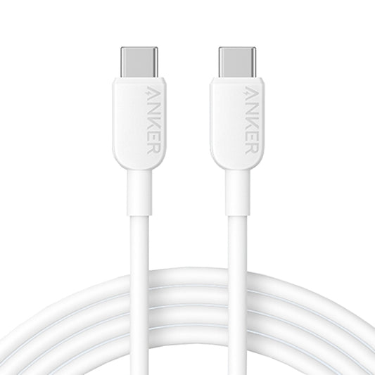 ANKER A81E2 1.8m 60W Dual Type-C Data Cell Phone Dual Head Fast Charging Cable(White) - USB-C & Type-C Cable by ANKER | Online Shopping UK | buy2fix