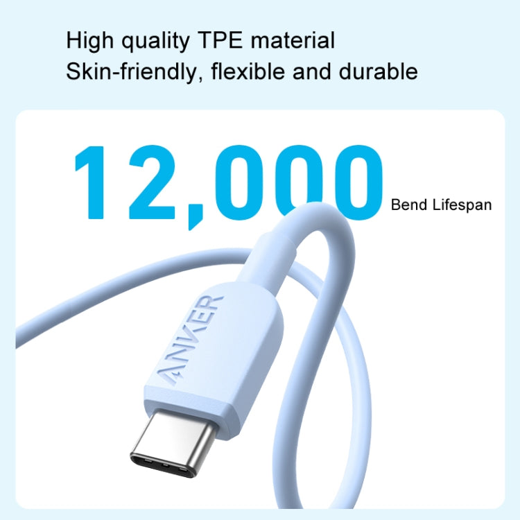 ANKER A81E2 1.8m 60W Dual Type-C Data Cell Phone Dual Head Fast Charging Cable(Blue) - USB-C & Type-C Cable by ANKER | Online Shopping UK | buy2fix