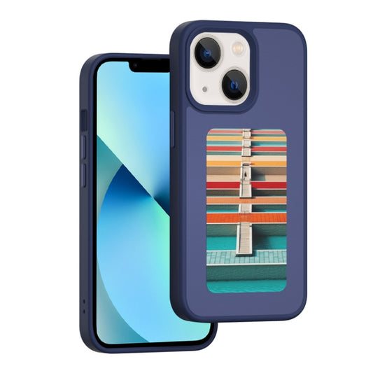 For iPhone 13 NFC Four-Color E-ink Screen DIY Phone Case(Blue) - iPhone 13 Cases by buy2fix | Online Shopping UK | buy2fix