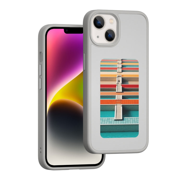 For iPhone 14 NFC Four-Color E-ink Screen DIY Phone Case(Gray) - iPhone 14 Cases by buy2fix | Online Shopping UK | buy2fix