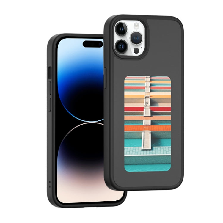 For iPhone 14 Pro Max NFC Four-Color E-ink Screen DIY Phone Case(Black) - iPhone 14 Pro Max Cases by buy2fix | Online Shopping UK | buy2fix