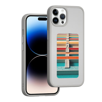 For iPhone 14 Pro Max NFC Four-Color E-ink Screen DIY Phone Case(Gray) - iPhone 14 Pro Max Cases by buy2fix | Online Shopping UK | buy2fix