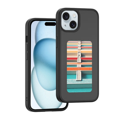For iPhone 15 NFC Four-Color E-ink Screen DIY Phone Case(Black) - iPhone 15 Cases by buy2fix | Online Shopping UK | buy2fix