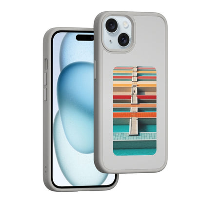 For iPhone 15 NFC Four-Color E-ink Screen DIY Phone Case(Gray) - iPhone 15 Cases by buy2fix | Online Shopping UK | buy2fix