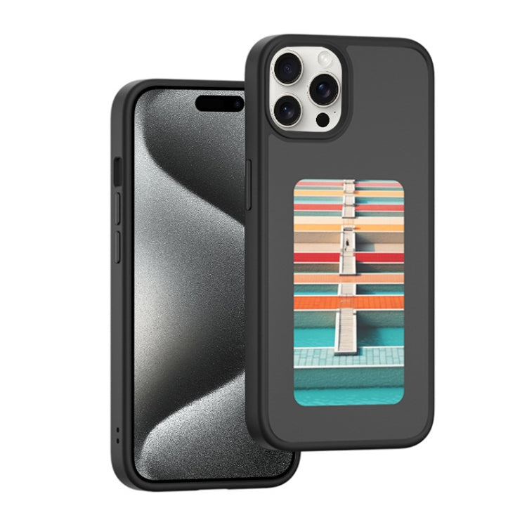 For iPhone 15 Pro NFC Four-Color E-ink Screen DIY Phone Case(Black) - iPhone 15 Pro Cases by buy2fix | Online Shopping UK | buy2fix