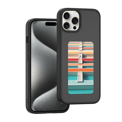 For iPhone 15 Pro NFC Four-Color E-ink Screen DIY Phone Case(Black) - iPhone 15 Pro Cases by buy2fix | Online Shopping UK | buy2fix