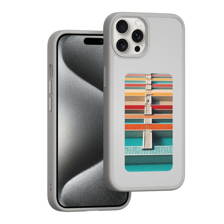 For iPhone 15 Pro NFC Four-Color E-ink Screen DIY Phone Case(Gray) - iPhone 15 Pro Cases by buy2fix | Online Shopping UK | buy2fix