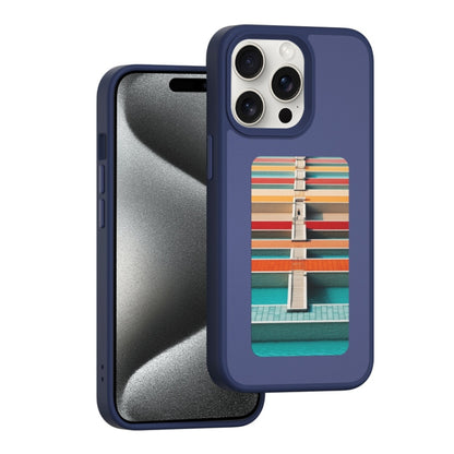 For iPhone 15 Pro NFC Four-Color E-ink Screen DIY Phone Case(Blue) - iPhone 15 Pro Cases by buy2fix | Online Shopping UK | buy2fix