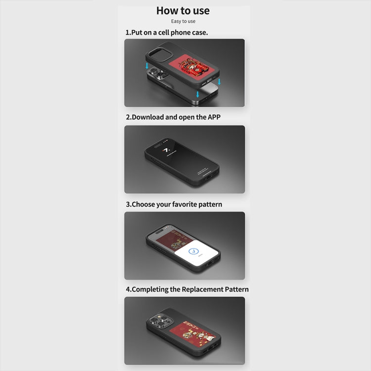 For iPhone 14 NFC Four-Color E-ink Screen DIY Phone Case(Black) - iPhone 14 Cases by buy2fix | Online Shopping UK | buy2fix