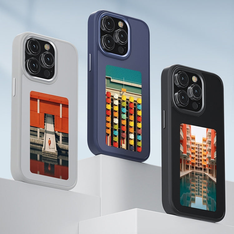 For iPhone 14 NFC Four-Color E-ink Screen DIY Phone Case(Gray) - iPhone 14 Cases by buy2fix | Online Shopping UK | buy2fix
