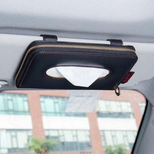 Car Sun Visor Skylight Hanging Tissue Box(H055 Black) by buy2fix