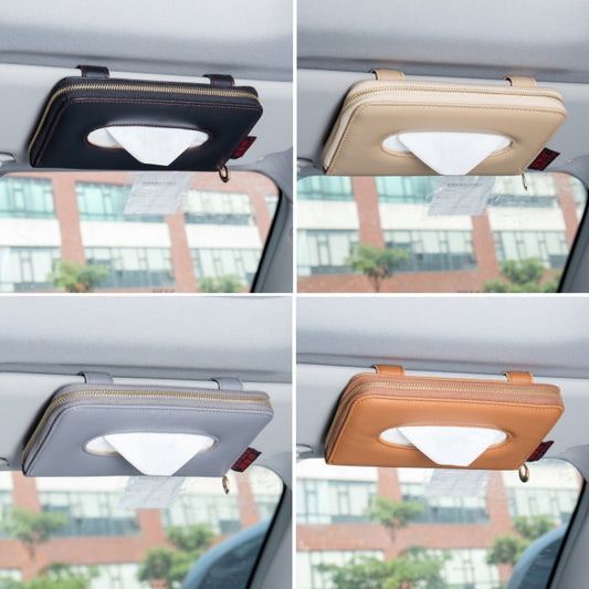 Car Sun Visor Skylight Hanging Tissue Box(H052 Gray) by buy2fix