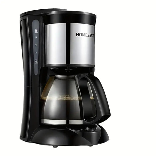 HOMEZEST 600W 0.65L  Automatic Drip Coffee Maker with Glass Carafe 2-6 Cup Capacity(323 Black UK Plug) - Coffee Machine & Accessories by HOMEZEST | Online Shopping UK | buy2fix