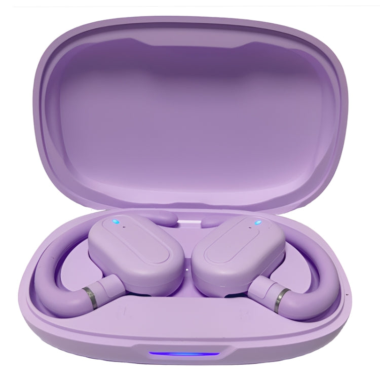 Hanger Type Stereo Outside Sound Bluetooth Earphones With Charging Bin(Purple) by buy2fix