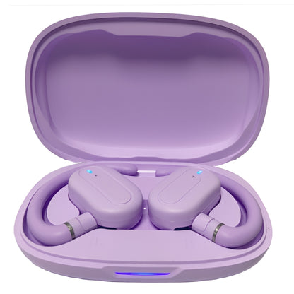 Hanger Type Stereo Outside Sound Bluetooth Earphones With Charging Bin(Purple) by buy2fix