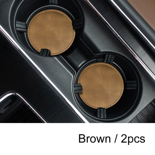 2pcs/ Set Car Suede Anti-Slip Water Coaster Car Interior Decoration(Brown) by buy2fix
