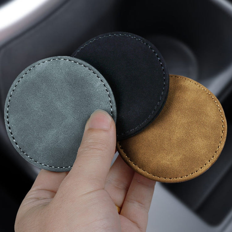 2pcs/ Set Car Suede Anti-Slip Water Coaster Car Interior Decoration(Black) by buy2fix