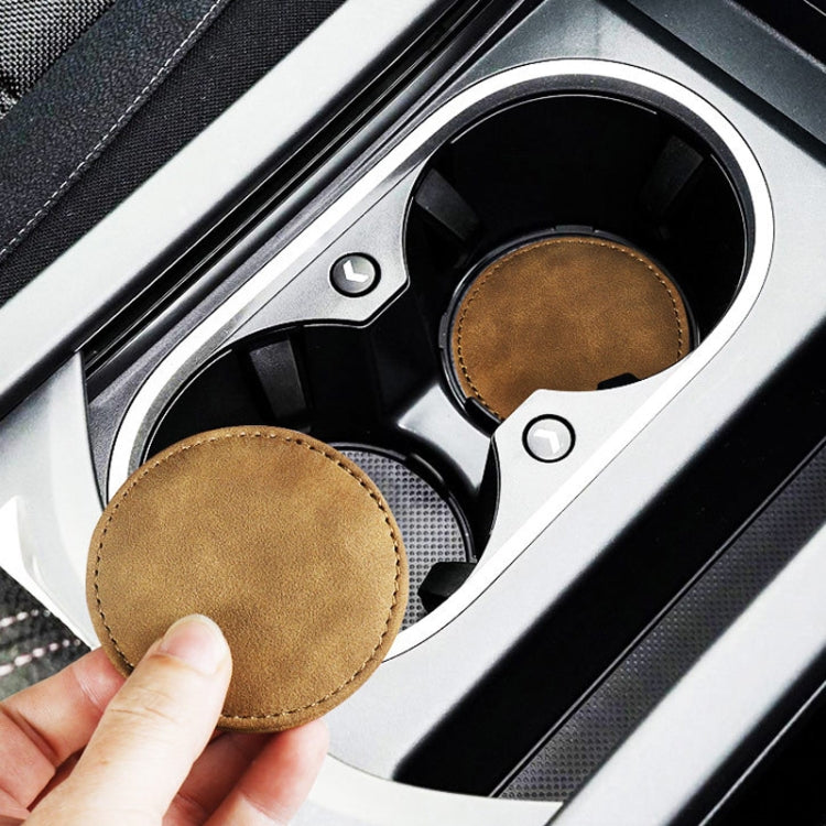 2pcs/ Set Car Suede Anti-Slip Water Coaster Car Interior Decoration(Gray) by buy2fix