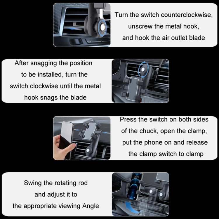 Car Multifunctional 360-degree Rotating Mobile Phone Holder(Air Outlet Model) by buy2fix