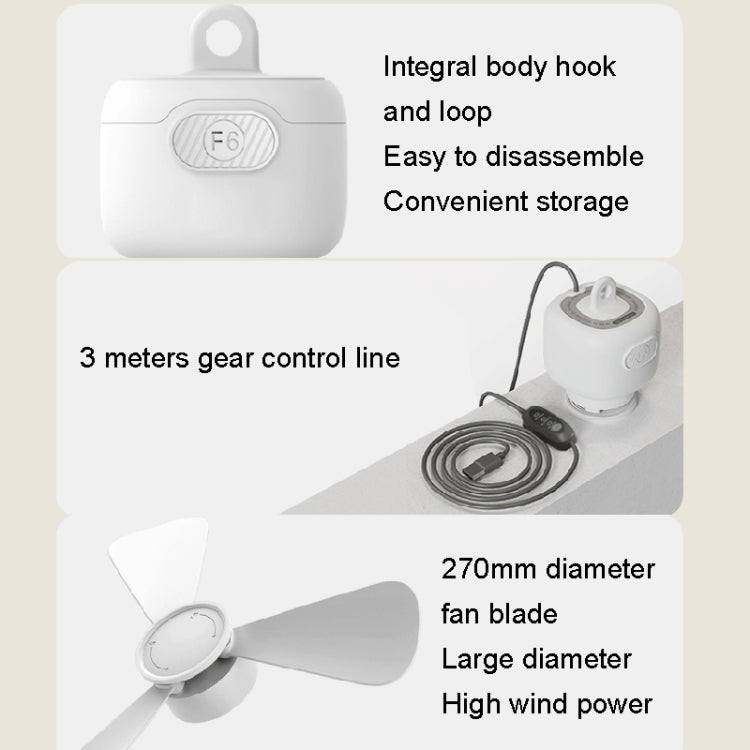 USB Plug-in Version Small Ceiling Fan Camping Outdoor Portable Hanging Fan(White) by buy2fix