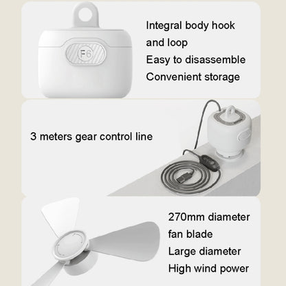 USB Plug-in Version Small Ceiling Fan Camping Outdoor Portable Hanging Fan(White) by buy2fix