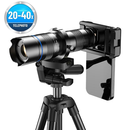 APEXEL APL-20-40XCR50 20-40X Phone Zoom Lens Kit with Adjustable 42-129cm Tripod HD Telephoto Lens for Moon, Concert Photography - Lens & Accessories by APEXEL | Online Shopping UK | buy2fix