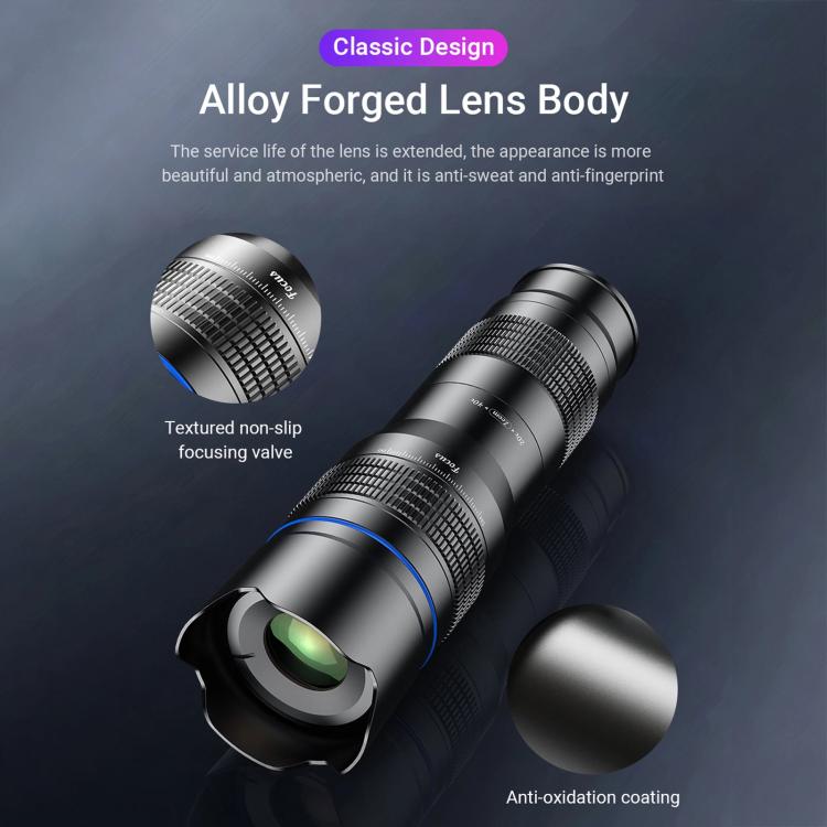 APEXEL APL-20-40XCR50 20-40X Phone Zoom Lens Kit with Adjustable 42-129cm Tripod HD Telephoto Lens for Moon, Concert Photography - Lens & Accessories by APEXEL | Online Shopping UK | buy2fix