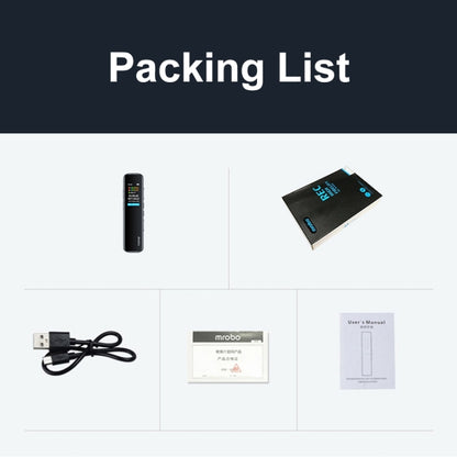 Mrobo RV-19 0.96-inch HD Screen 3D Noise Reduction Recording Pen Music Player, Capacity: 64GB(Black) by Mrobo