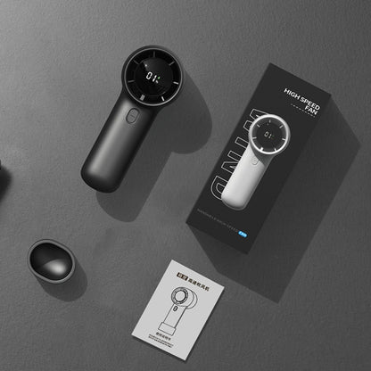 Outdoor Handheld Turbine Digital Display 100-Speed High-Speed Mini Fan, Color: Black by buy2fix