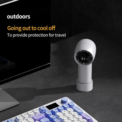 Outdoor Handheld Turbine Digital Display 100-Speed High-Speed Mini Fan, Color: White by buy2fix