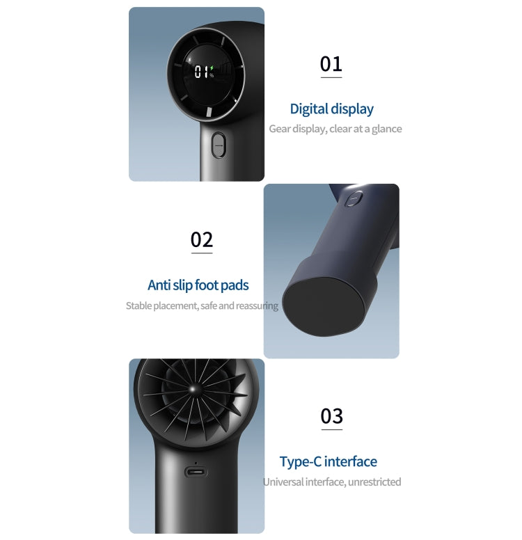 Outdoor Handheld Turbine Digital Display 100-Speed High-Speed Mini Fan, Color: Black by buy2fix