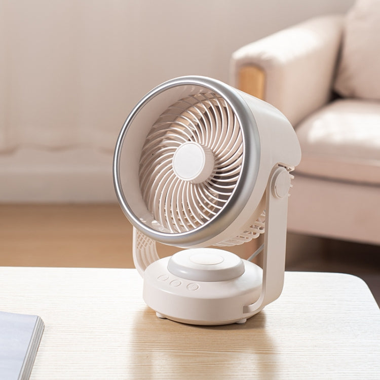 Air Circulation Fan Automatic Oscillating Head Desktop Fan With LED Light(White) by buy2fix